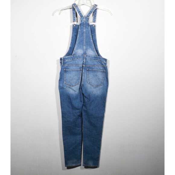 Old Navy Straight-Leg Jean Overalls Side Zipper Closure Size 2 Reg - Picture 2 of 5
